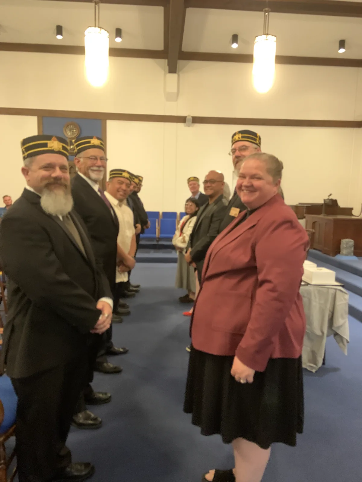 Newly capped Brothers lining up before the presentation